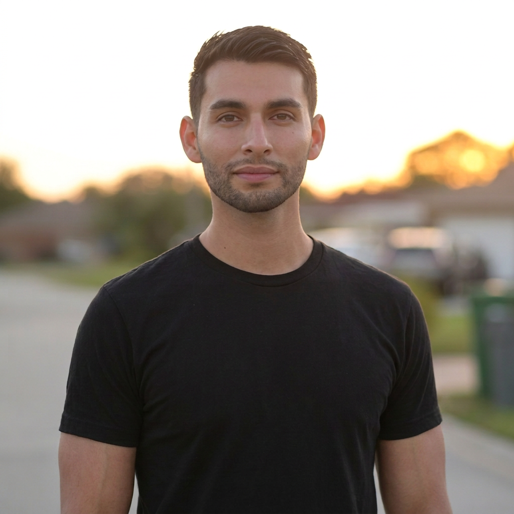 Owner of Alexander Stump Grinding at sunset in a South Florida neighborhood